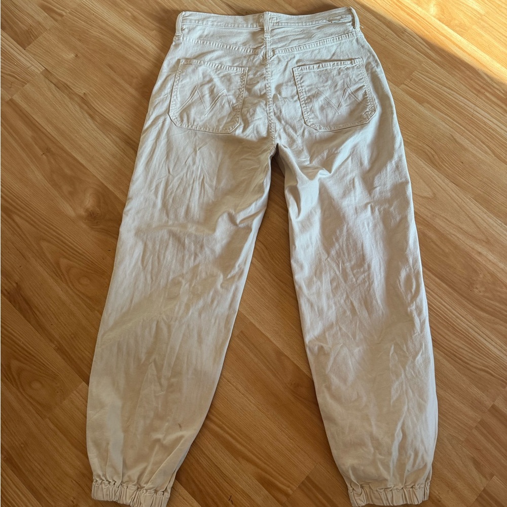 MOTHER Denim The Wrapper Patch Springy Ankle Jeans in Chalk Tapioca - Sz 30 - Picture 10 of 14